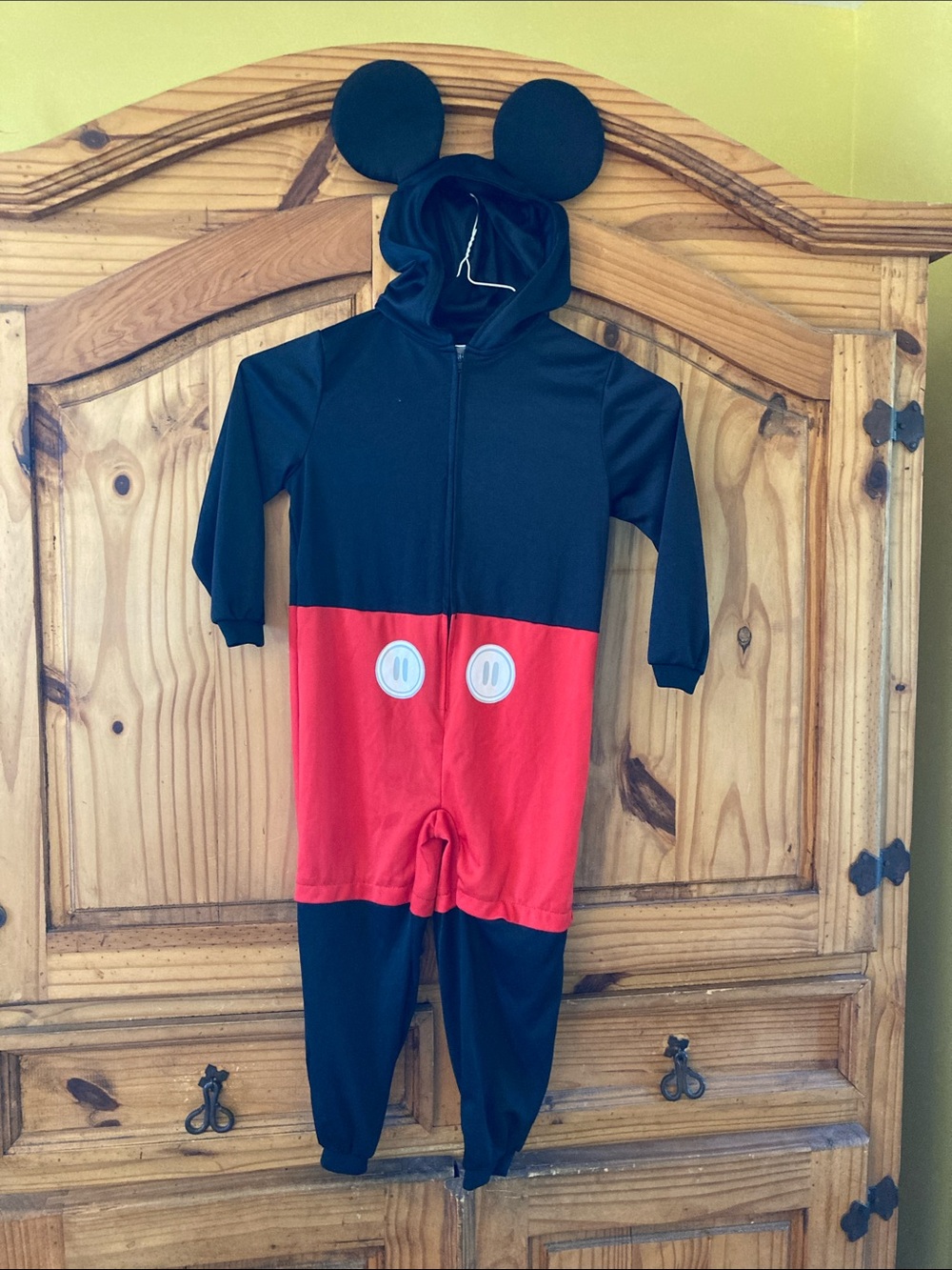 Kids Disney Mickey Mouse black red hooded costume outfit size 4-6